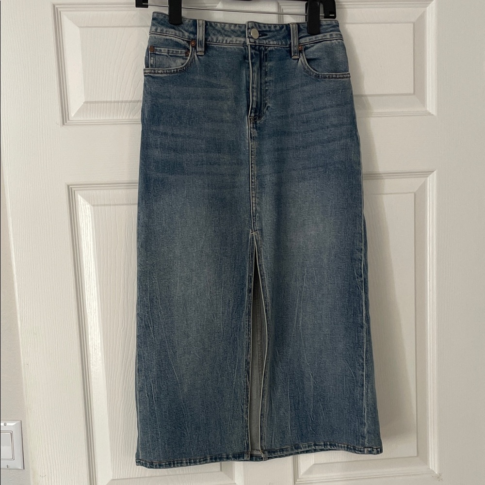 Alice + Olivia Blue Denim Midi Skirt